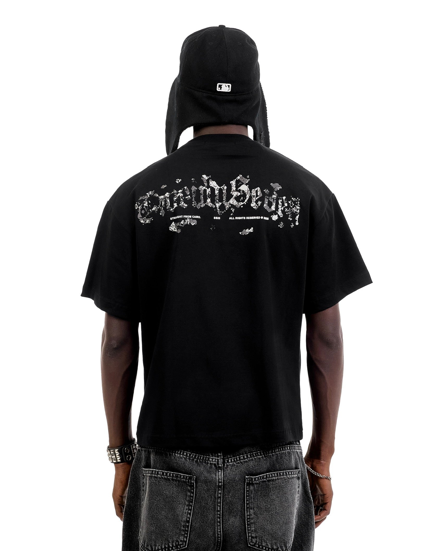 Crushed Type Black Tee