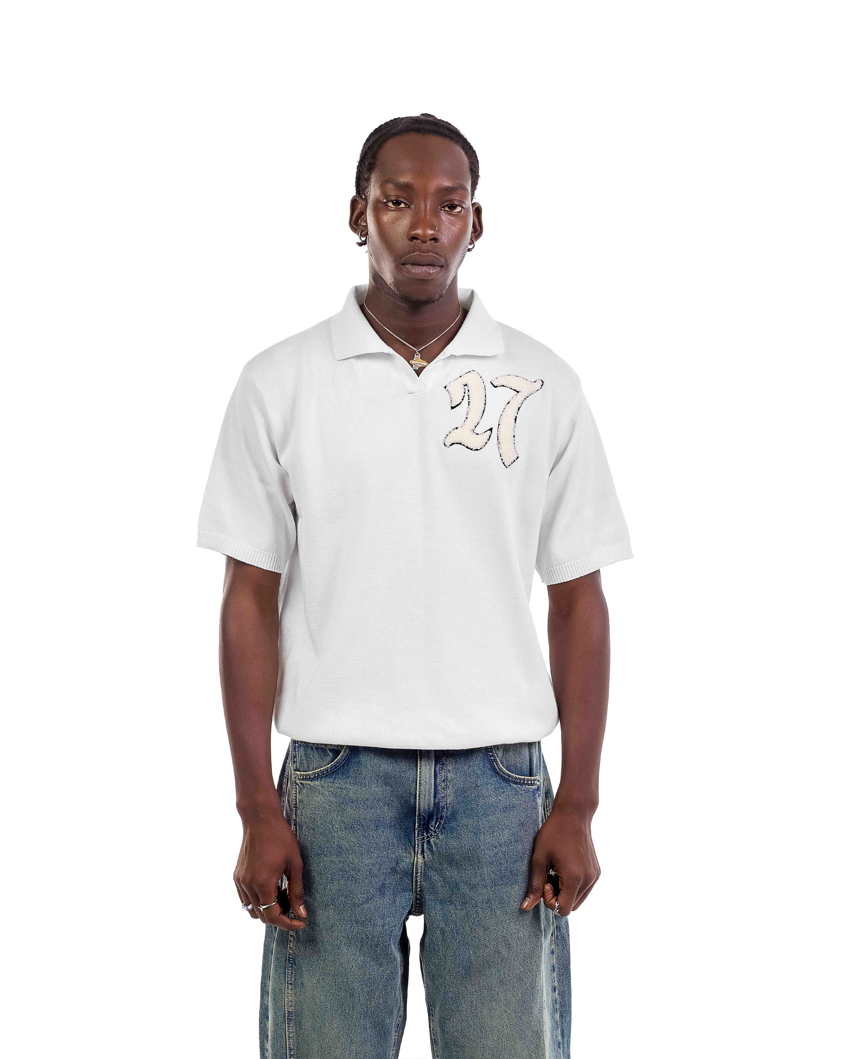 Stitched Knit White
