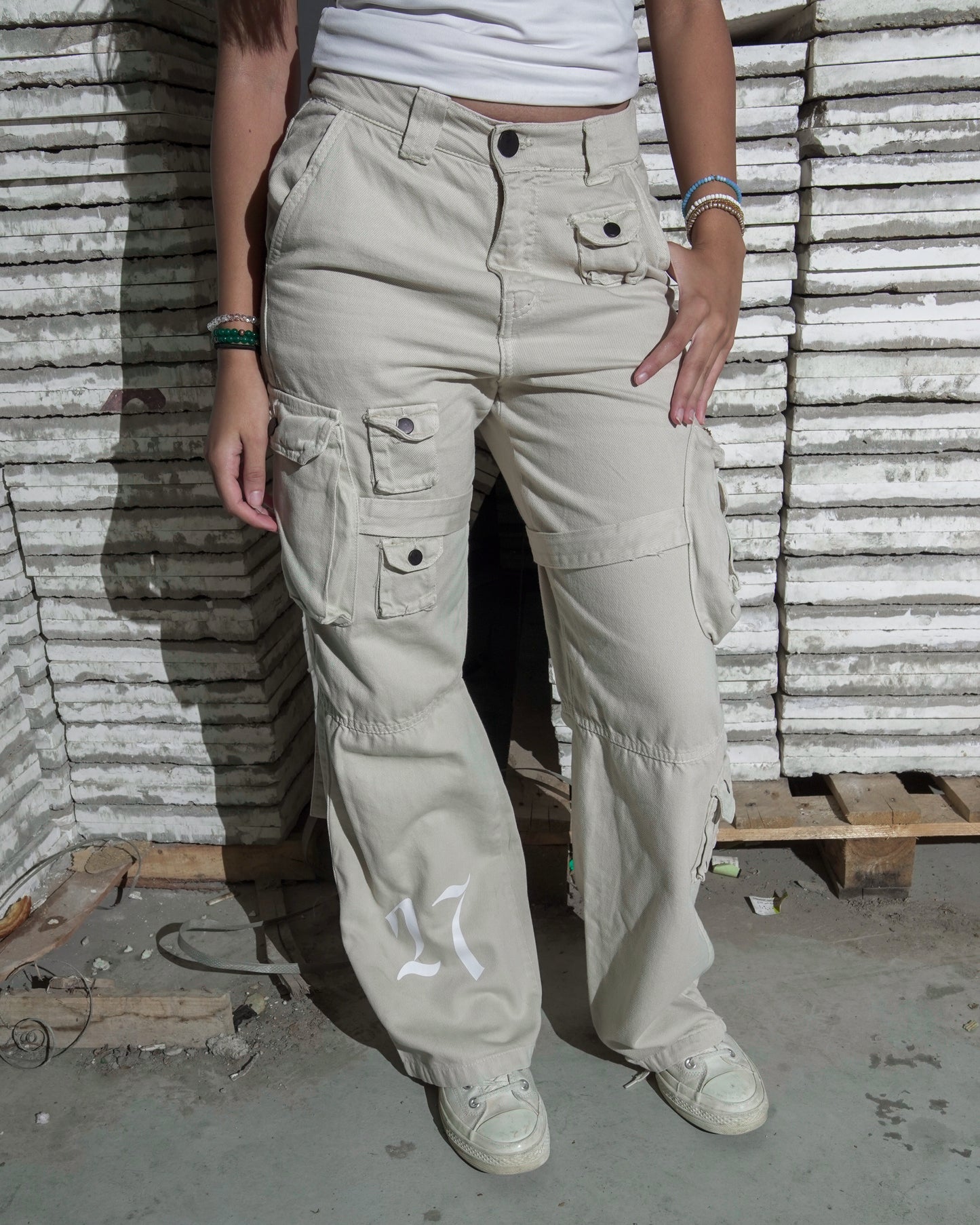 Beige Pocket Cargos