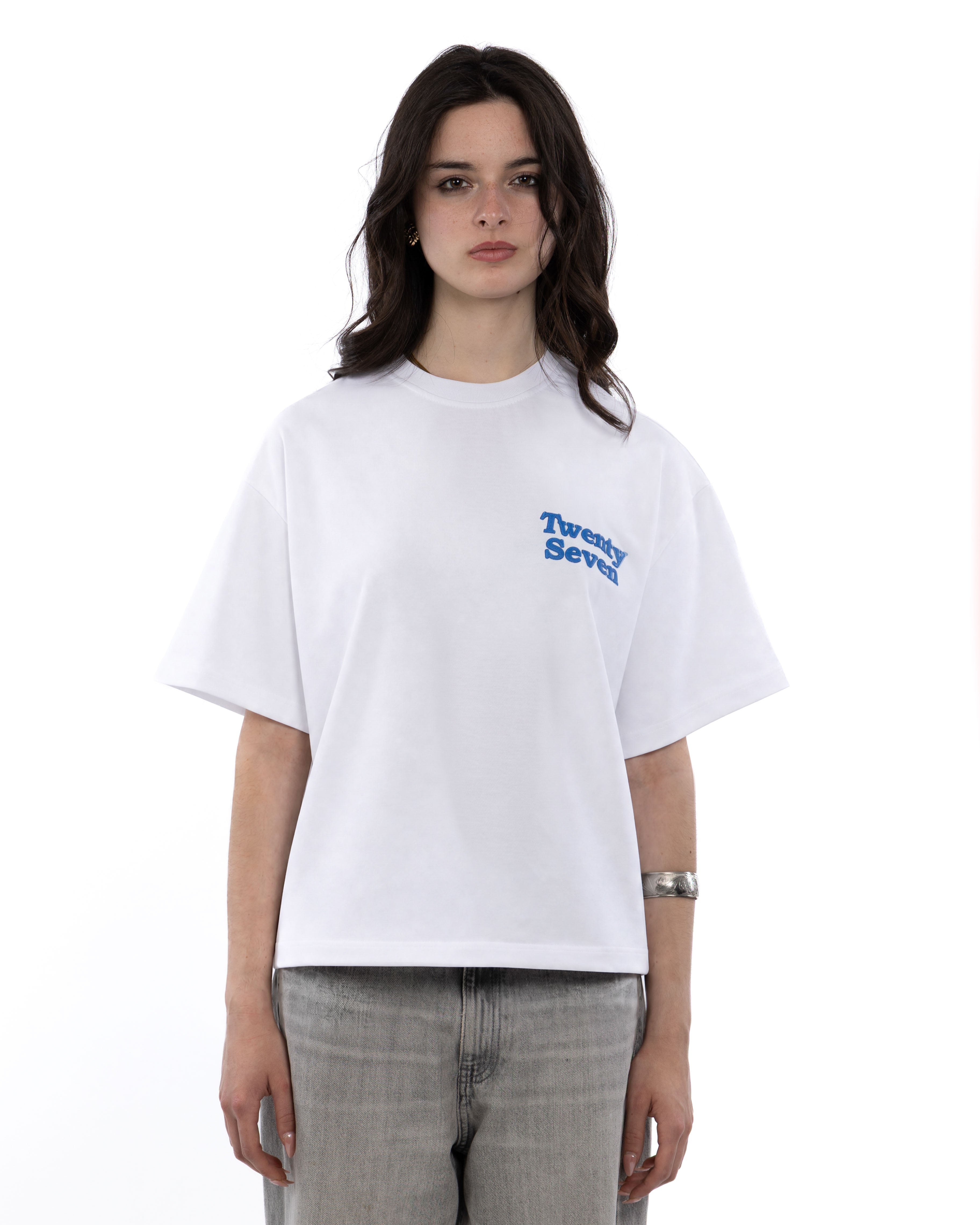 WHITE X BLUE BASIC TEE