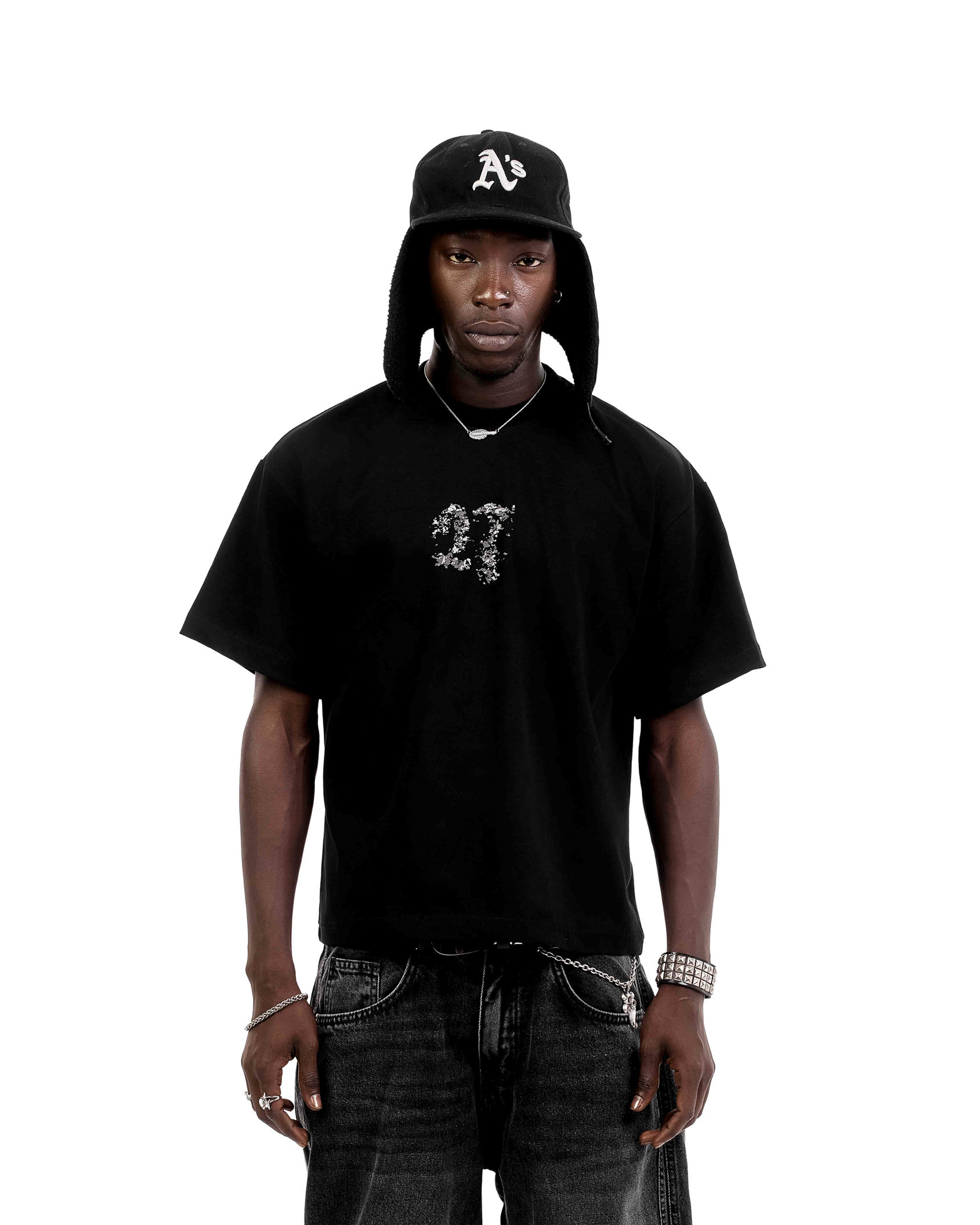 Crushed Type Black Tee
