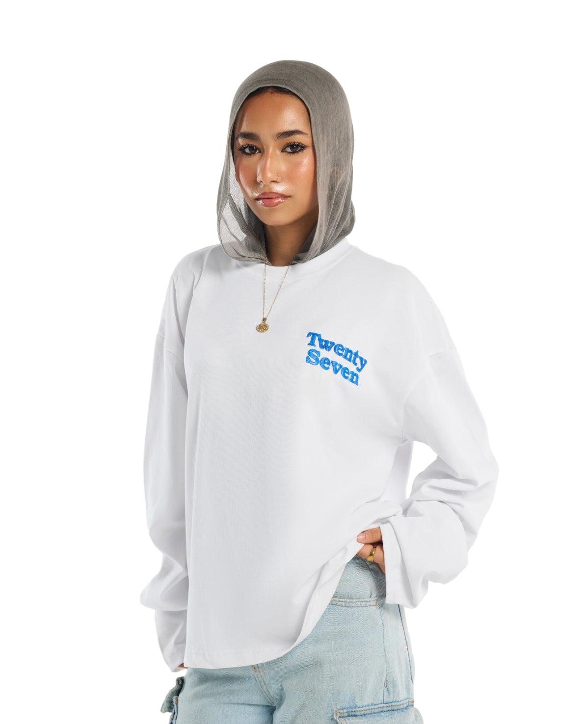WHITE X BLUE BASIC LONGSLEEVE